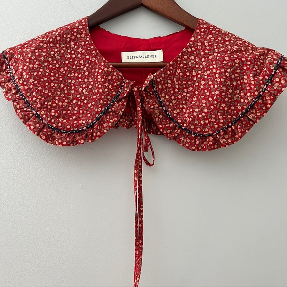 Eliza Faulkner Accessories - Eliza Faulkner Red Floral Detachable Peter Pan Collar